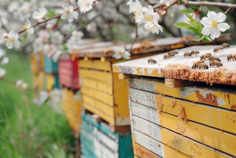 Qué Es El Mundo De Las Abejas Y Por Qué Es Importante Para Niños 13 colmena con abejas polinizando flores coloridas