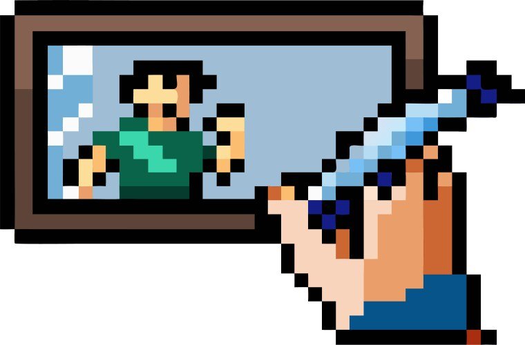 mano dibujando pixel art con computadora