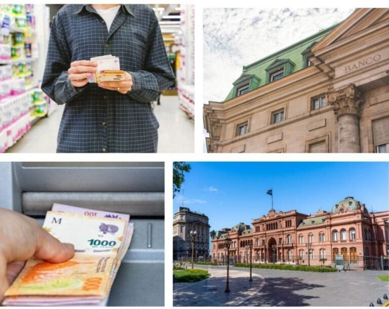 sucursal bancaria con clientes atendiendo en argentina