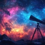 telescopio-antiguo-apuntando-al-cielo-nocturno